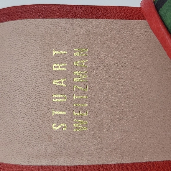 1053- Stuart Weitzman Red Floral Lace-Up Platform Wedge Heels Size 9 - Picture 12 of 17